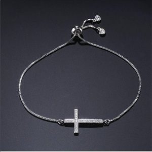 18K GOLD OR SILVER CRYSTAL CROSS BRACELET